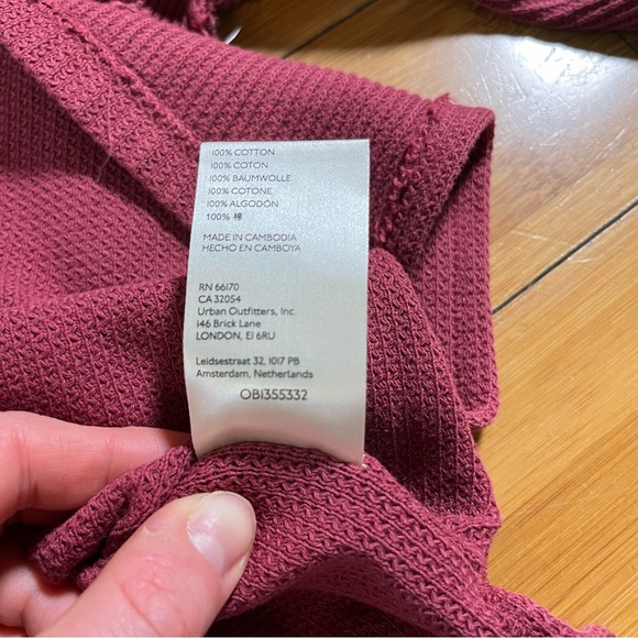 We The Free Asher Oversized Knit Thermal Sweater 100% Cotton - Cranberry - Picture 6 of 12